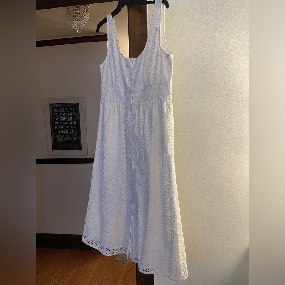 White Eyelet Button-Down Dress - Worn once